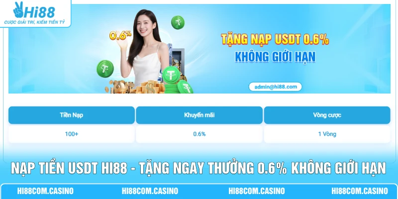 Nạp Tiền USDT Hi88 - Tặng Ngay Thưởng 0.6% Không Giới Hạn 1 Nạp Tiền USDT Hi88 - Tặng Ngay Thưởng 0.6% Không Giới Hạn